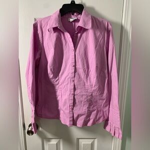 LOFT Pink Stretch Button-Up Blouse